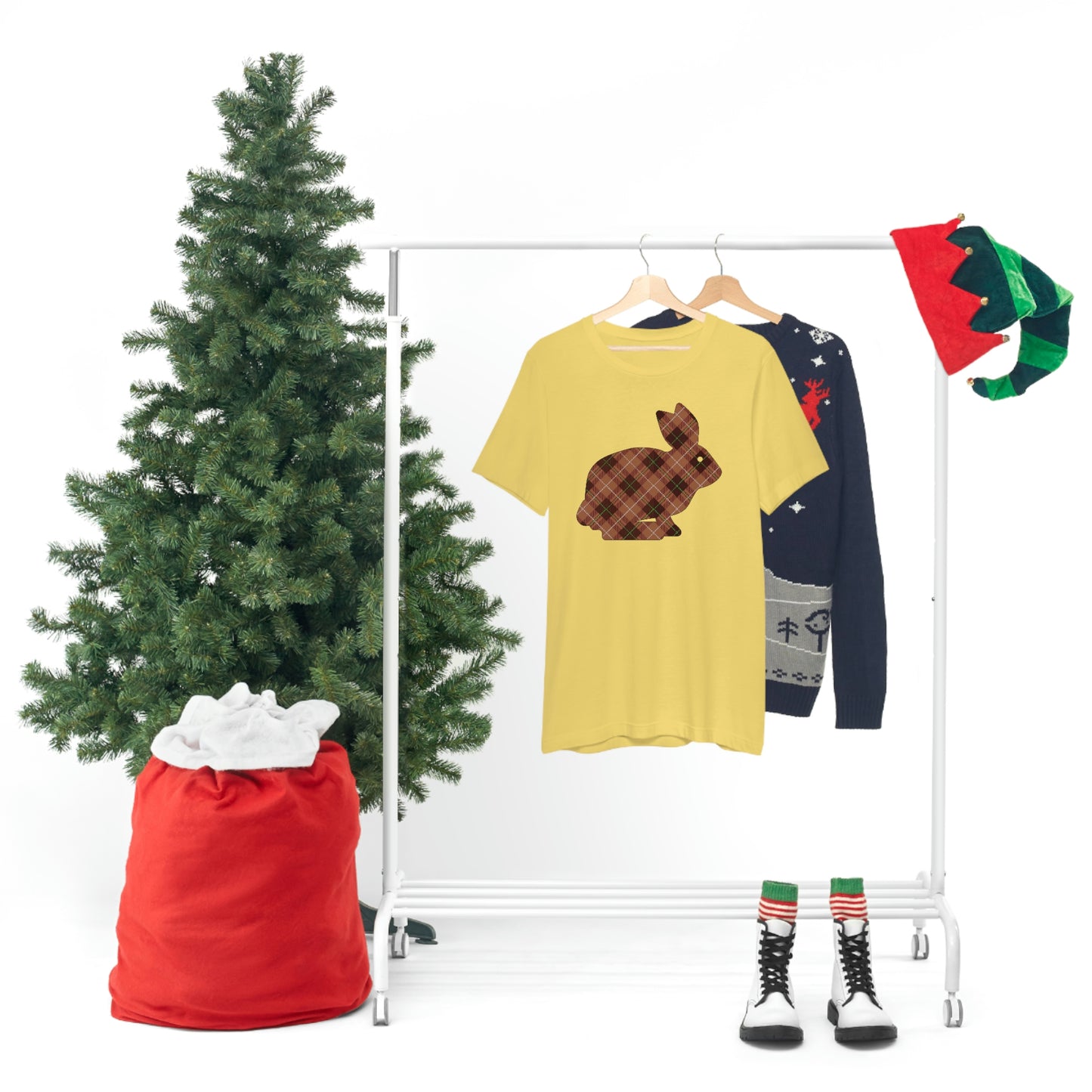 Brown Plaid Bunny Unisex Jersey Short Sleeve Tee