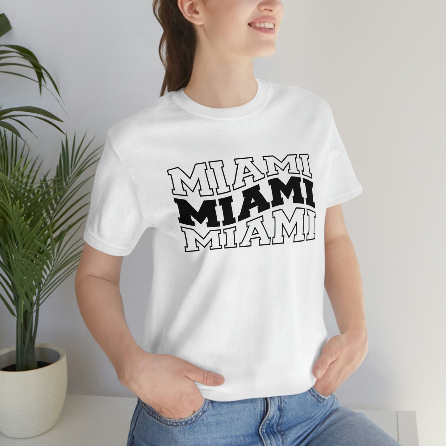 Miami Varsity Letters Wavy Florida Short Sleeve T-shirt