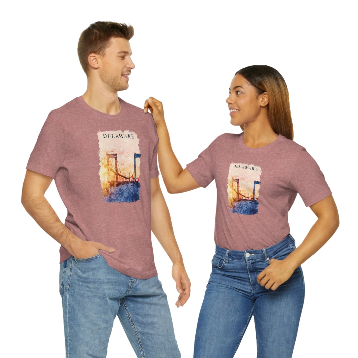 Delaware Memorial Bridge Watercolor Short Sleeve T-shirt