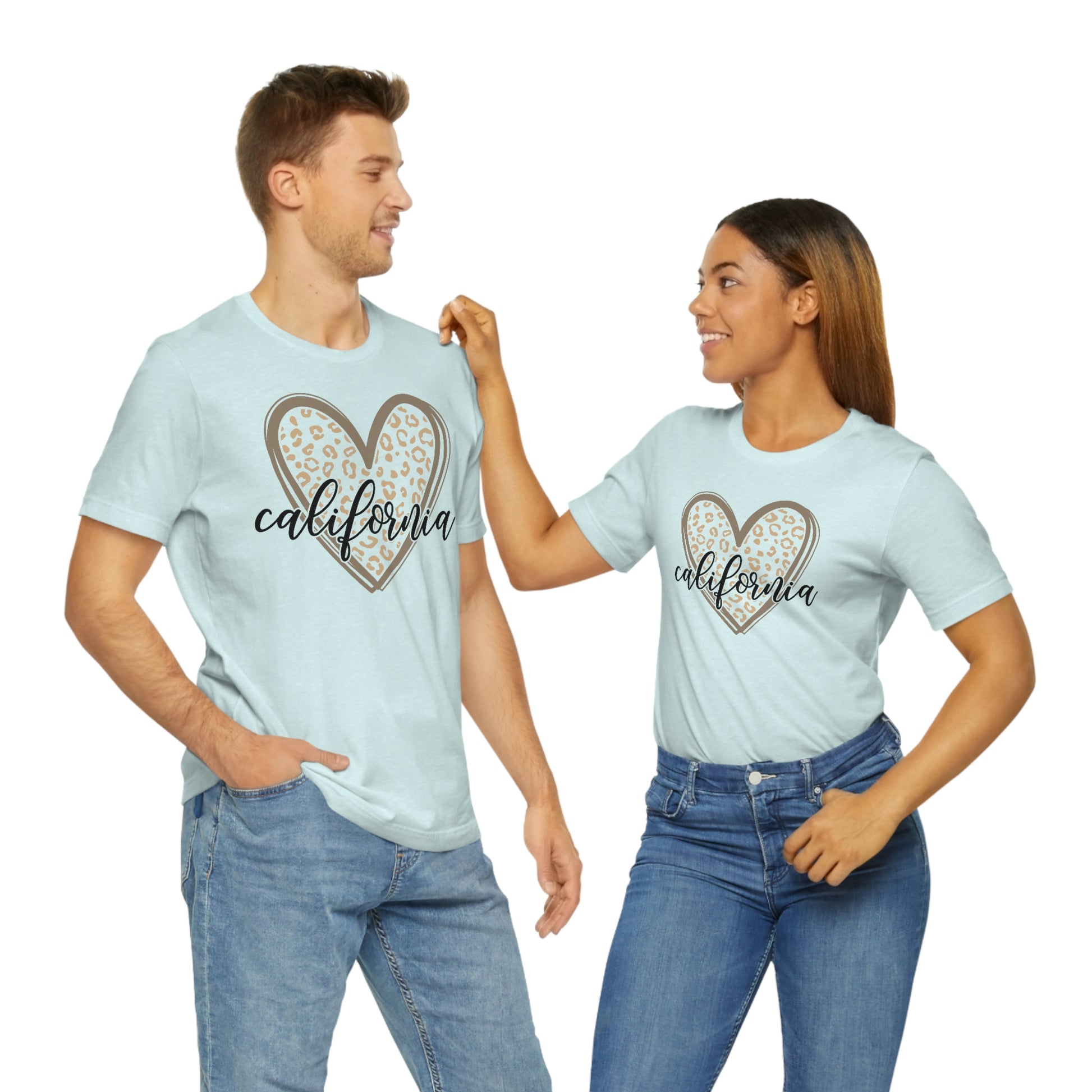 California Heart Gold Leopard Unisex Jersey Short Sleeve Tee Tshirt T-shirt