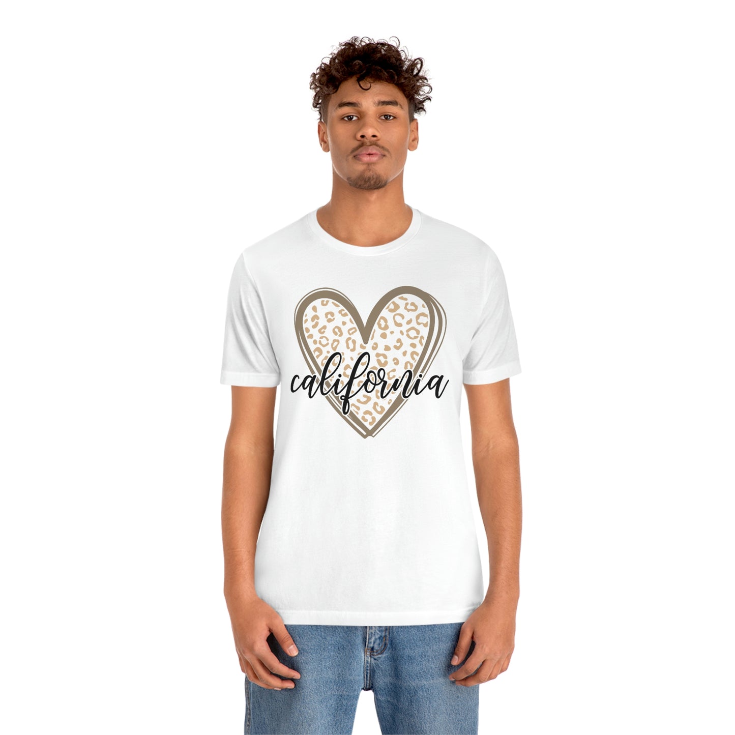 California Heart Gold Leopard Unisex Jersey Short Sleeve Tee Tshirt T-shirt