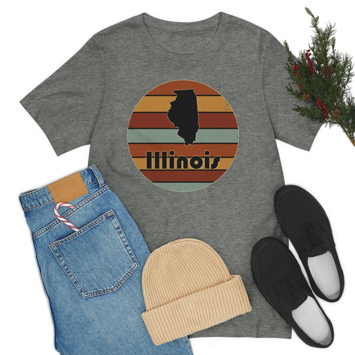 Illinois Retro Sunset Short Sleeve T-shirt