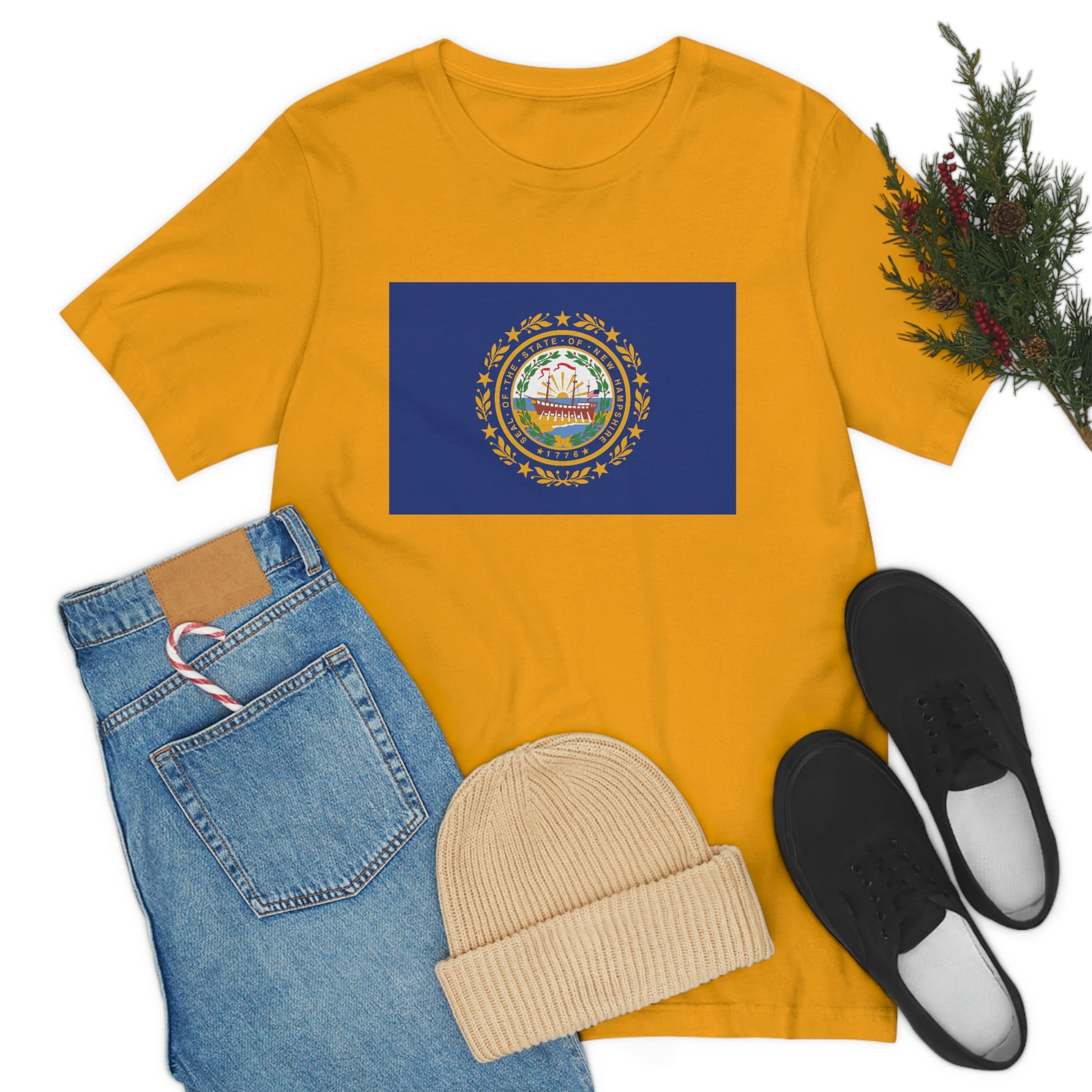New Hampshire Flag Unisex Jersey Short Sleeve Tee Tshirt T-shirt