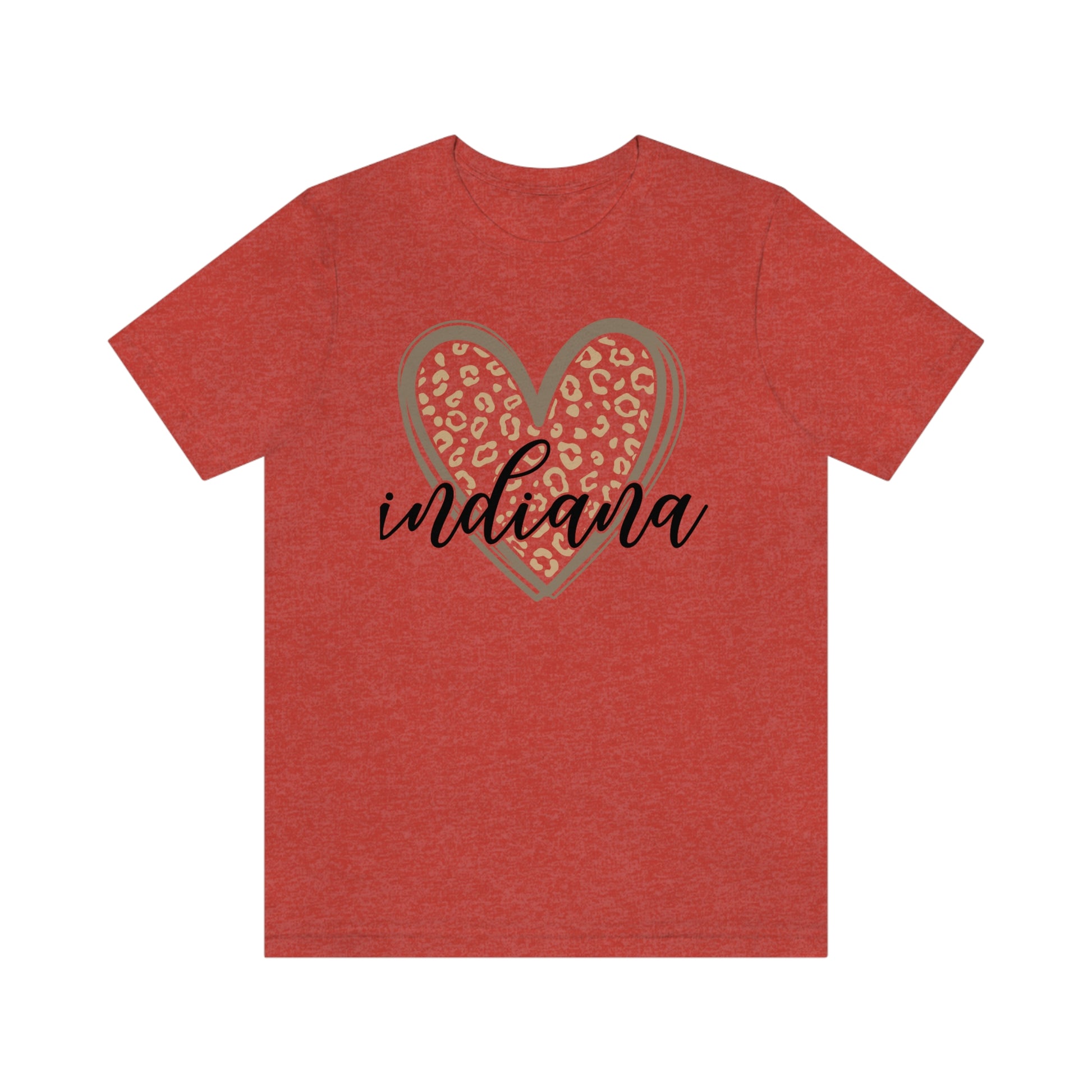 Indiana Gold Leopard Heart Black Script Short Sleeve T-shirt