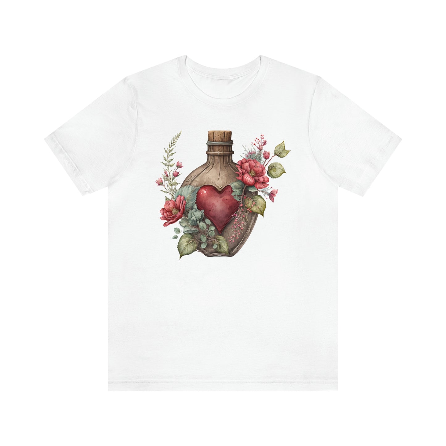 Vintage Bottle Floral Unisex Jersey Short Sleeve Tee