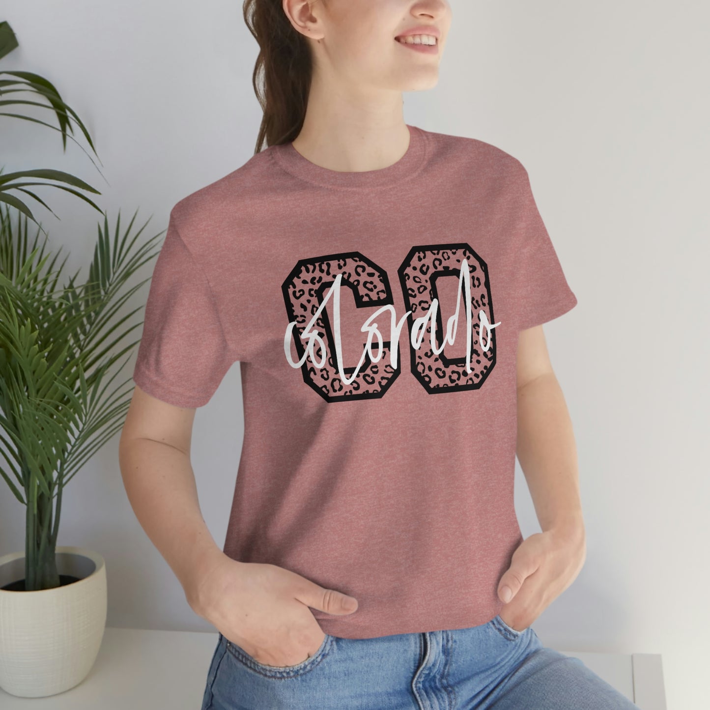 Colorado Leopard Print Script Unisex Jersey Short Sleeve Tee Tshirt T-shirt