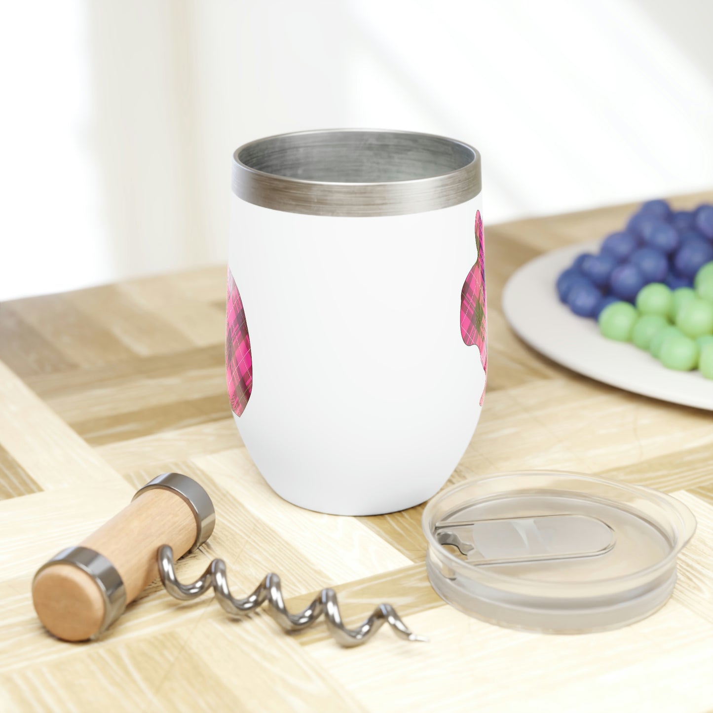 Pink Plaid Easter Bunny Chill Wine Tumbler