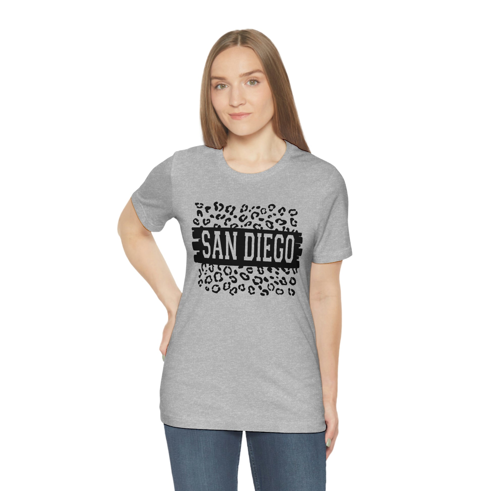 San Diego California Leopard Print Unisex Jersey Short Sleeve Tee Tshirt T-shirt
