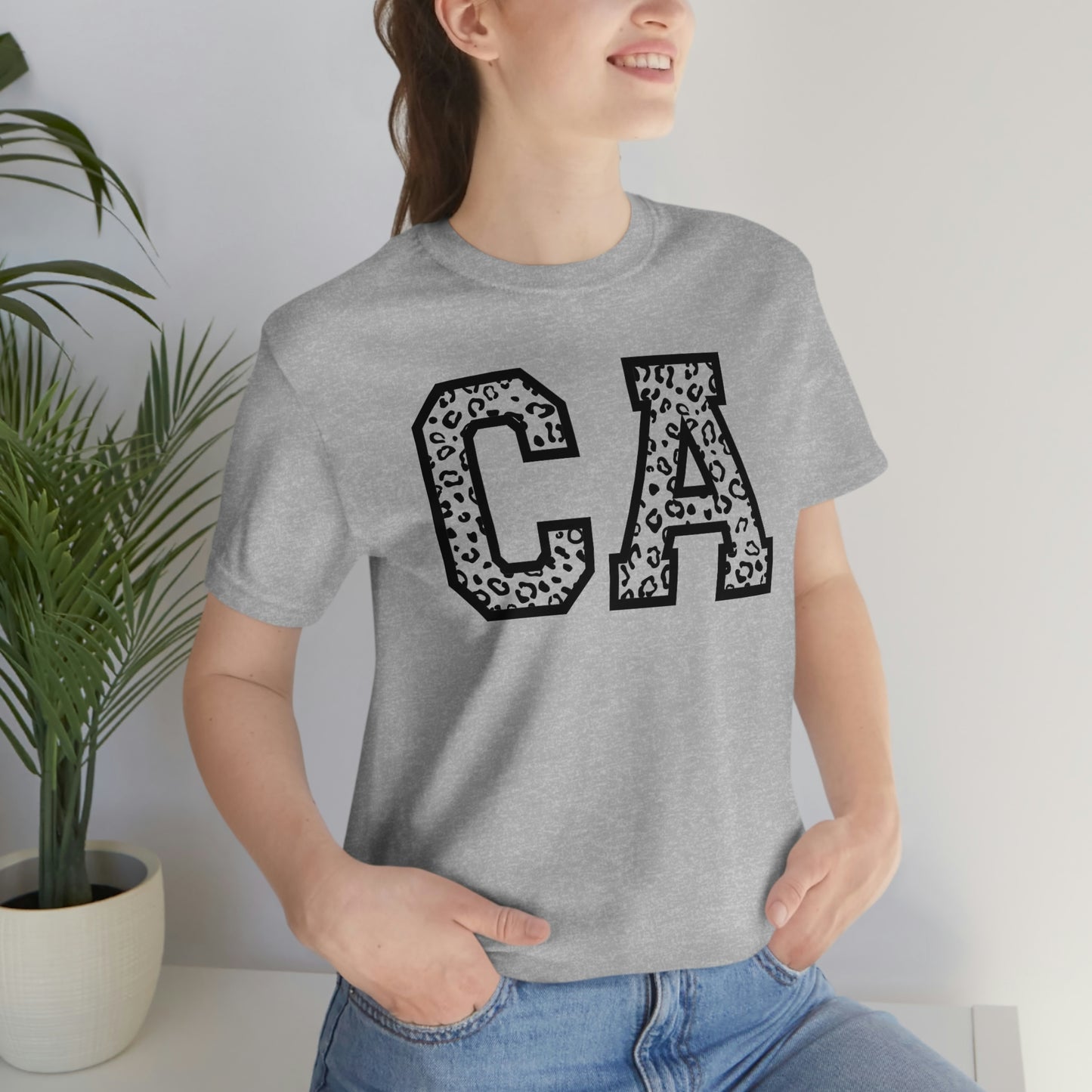 California CA Leopard Print Unisex Jersey Short Sleeve Tee Tshirt T-shirt