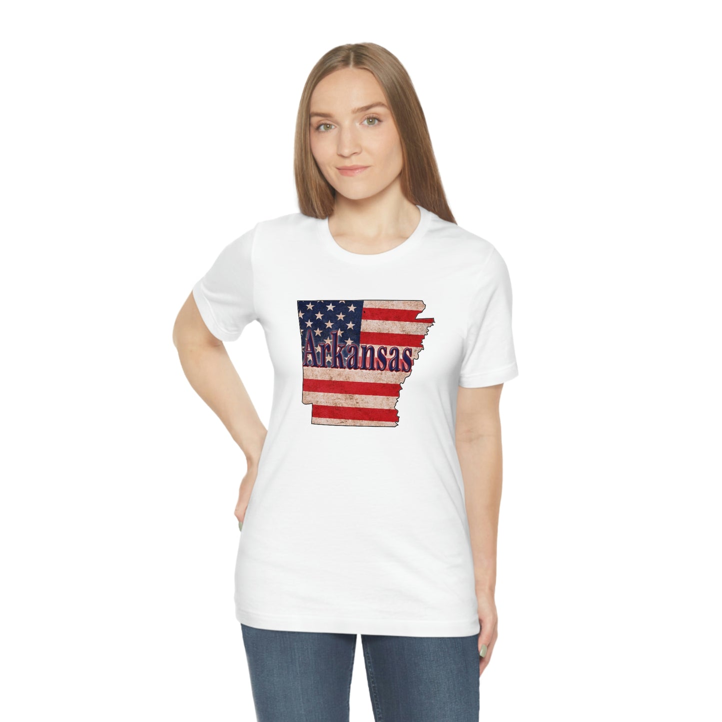 Arkansas US Flag Unisex Jersey Short Sleeve Tee Tshirt T-shirt
