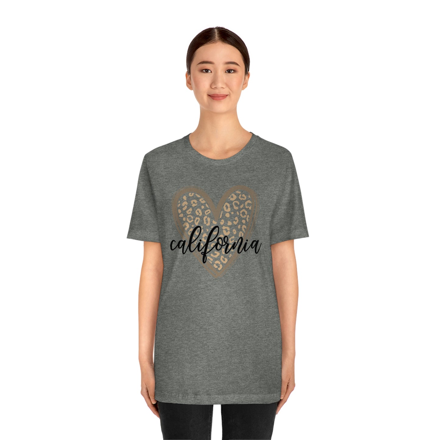 California Heart Gold Leopard Unisex Jersey Short Sleeve Tee Tshirt T-shirt