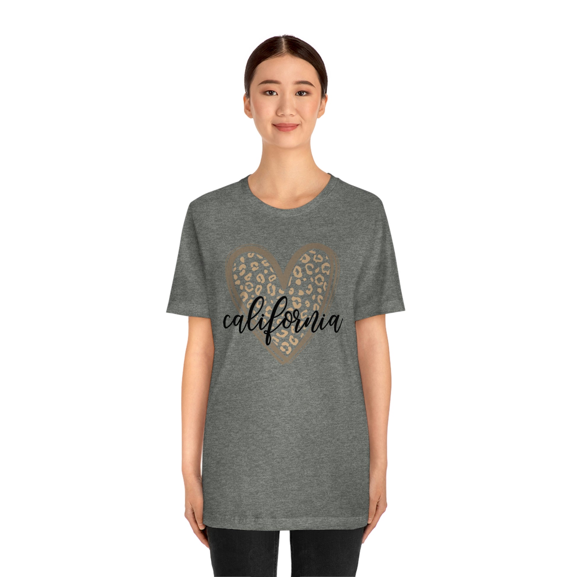 California Heart Gold Leopard Unisex Jersey Short Sleeve Tee Tshirt T-shirt