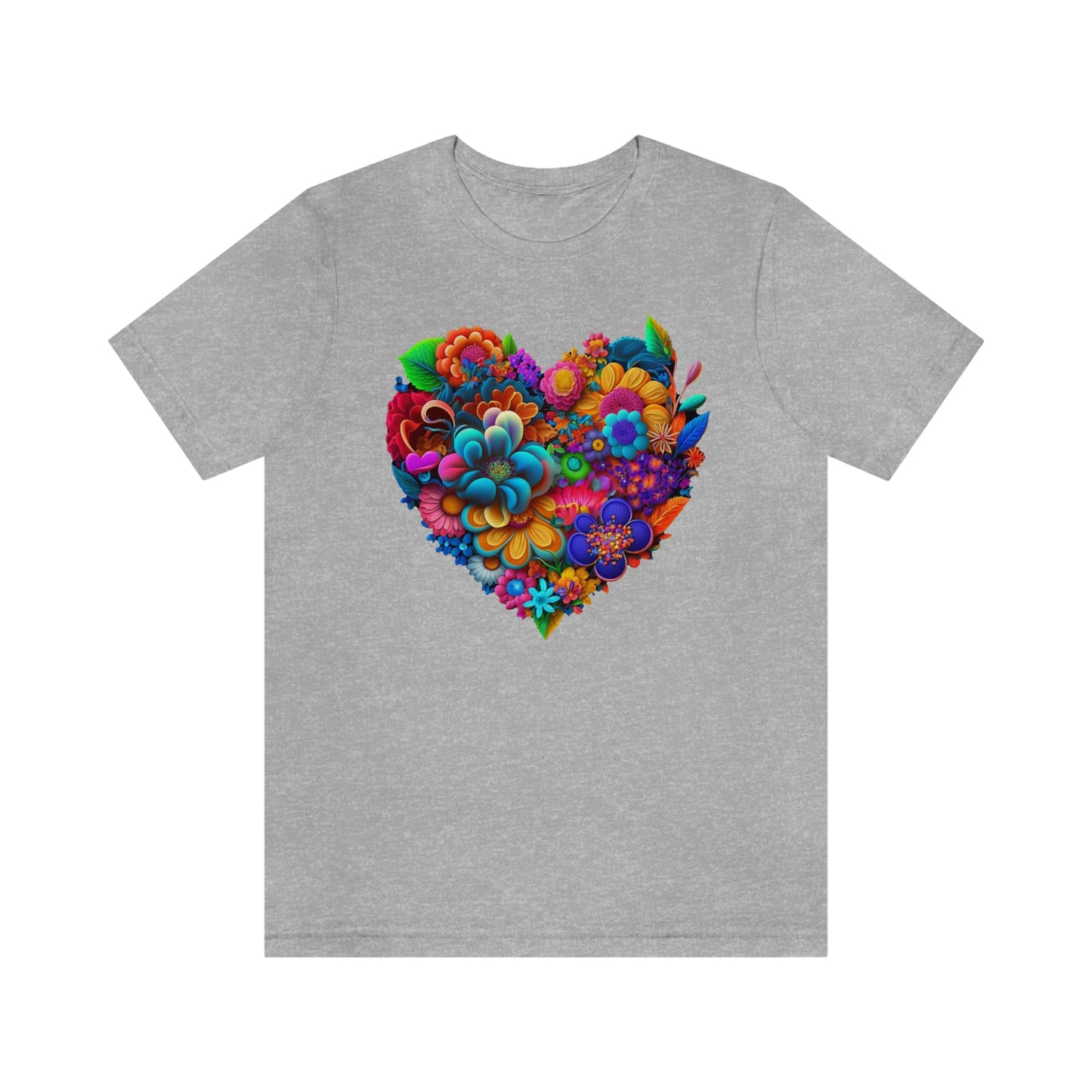 Bright Floral Heart Unisex Jersey Short Sleeve Tee