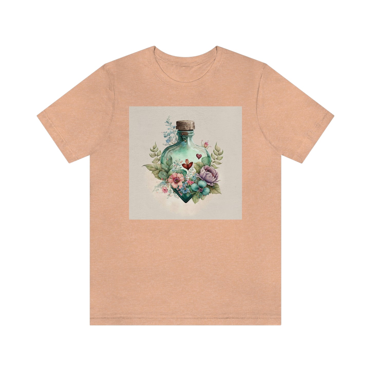 Vintage Bottle Floral Unisex Jersey Short Sleeve Tee