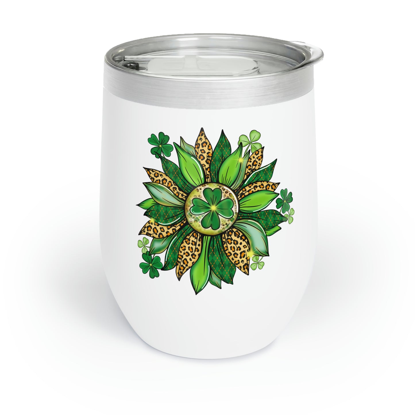 Shamrock Flower St. Patrick's Day Chill Wine Tumbler