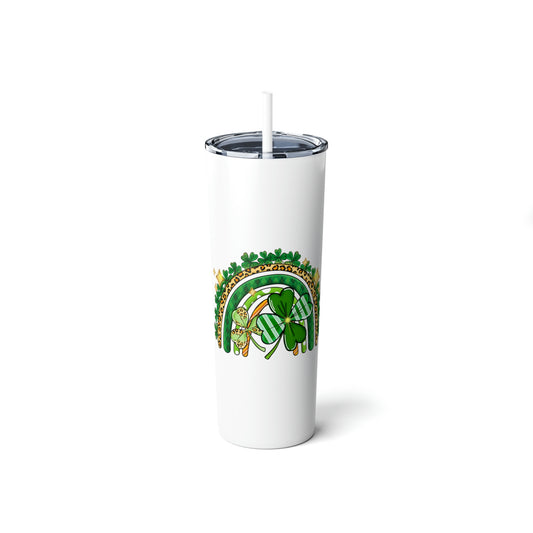 St. Patrick's Day Rainbow Skinny Steel Tumbler with Straw, 20oz