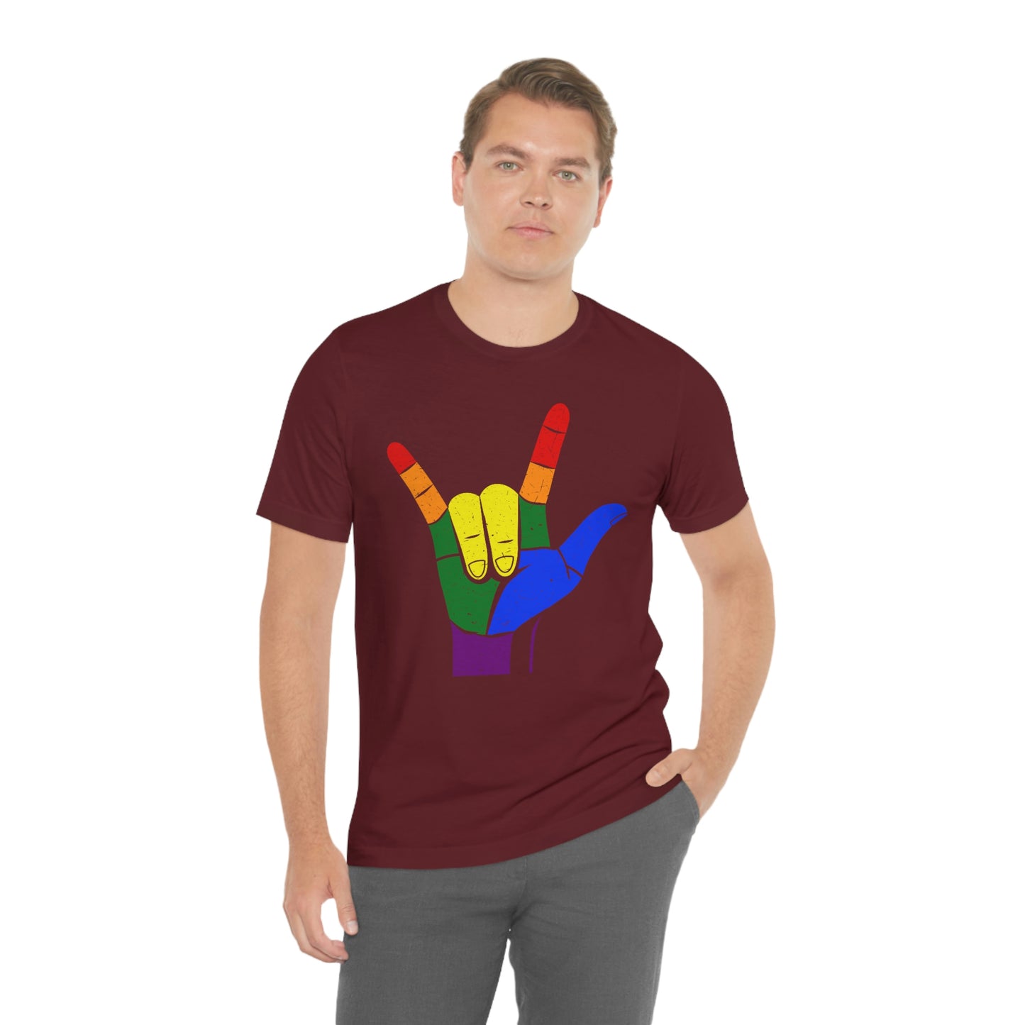 Hand Rainbow LGBTQIA Unisex Jersey Short Sleeve Tee