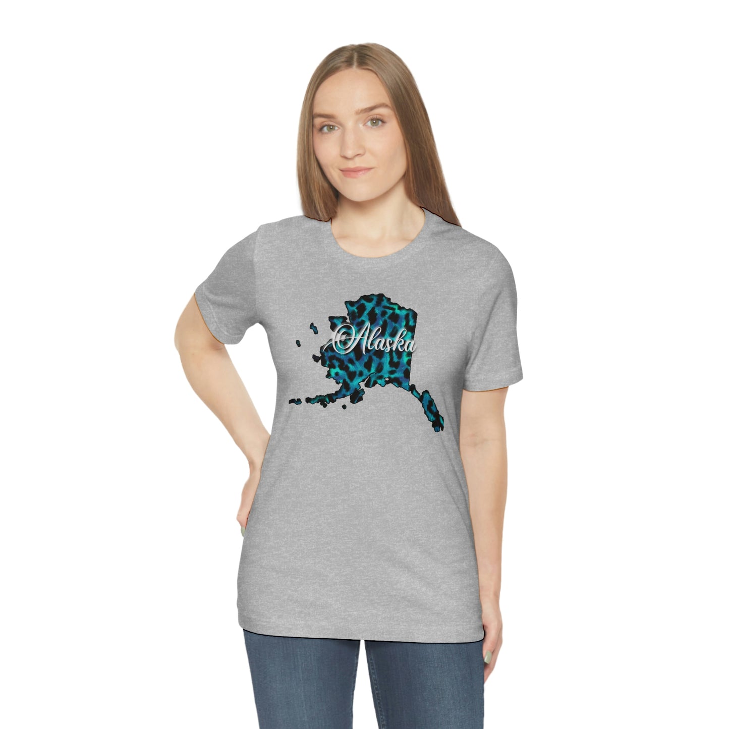 Alaska Blue Leopard Unisex Jersey Short Sleeve T-shirt