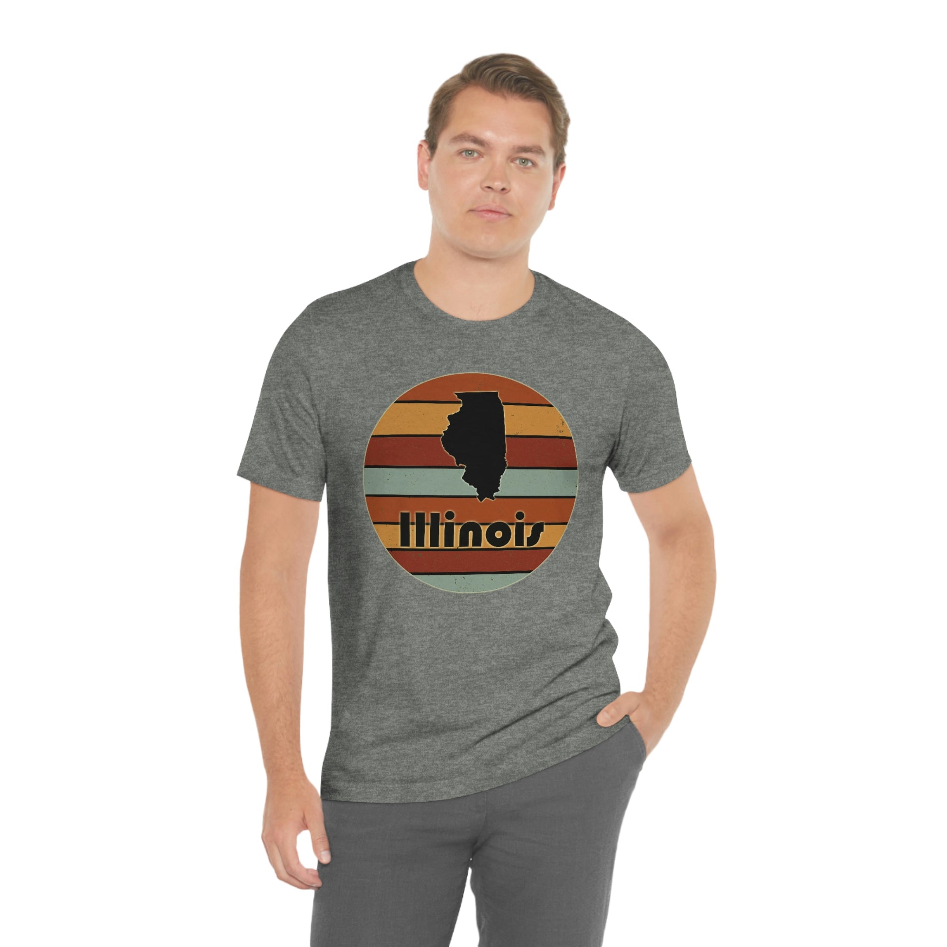 Illinois Retro Sunset Short Sleeve T-shirt