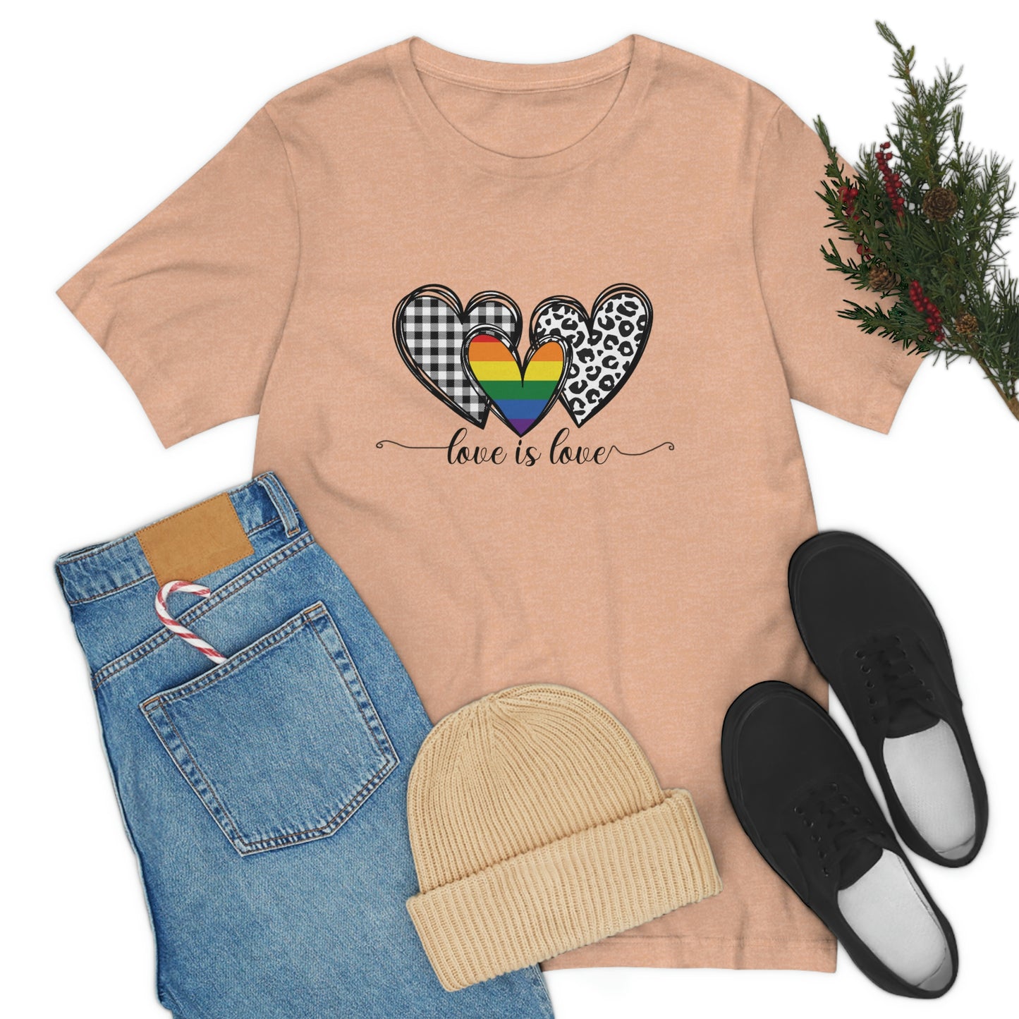 Love is Love LGBTQIA Print Unisex Jersey Short Sleeve Tee