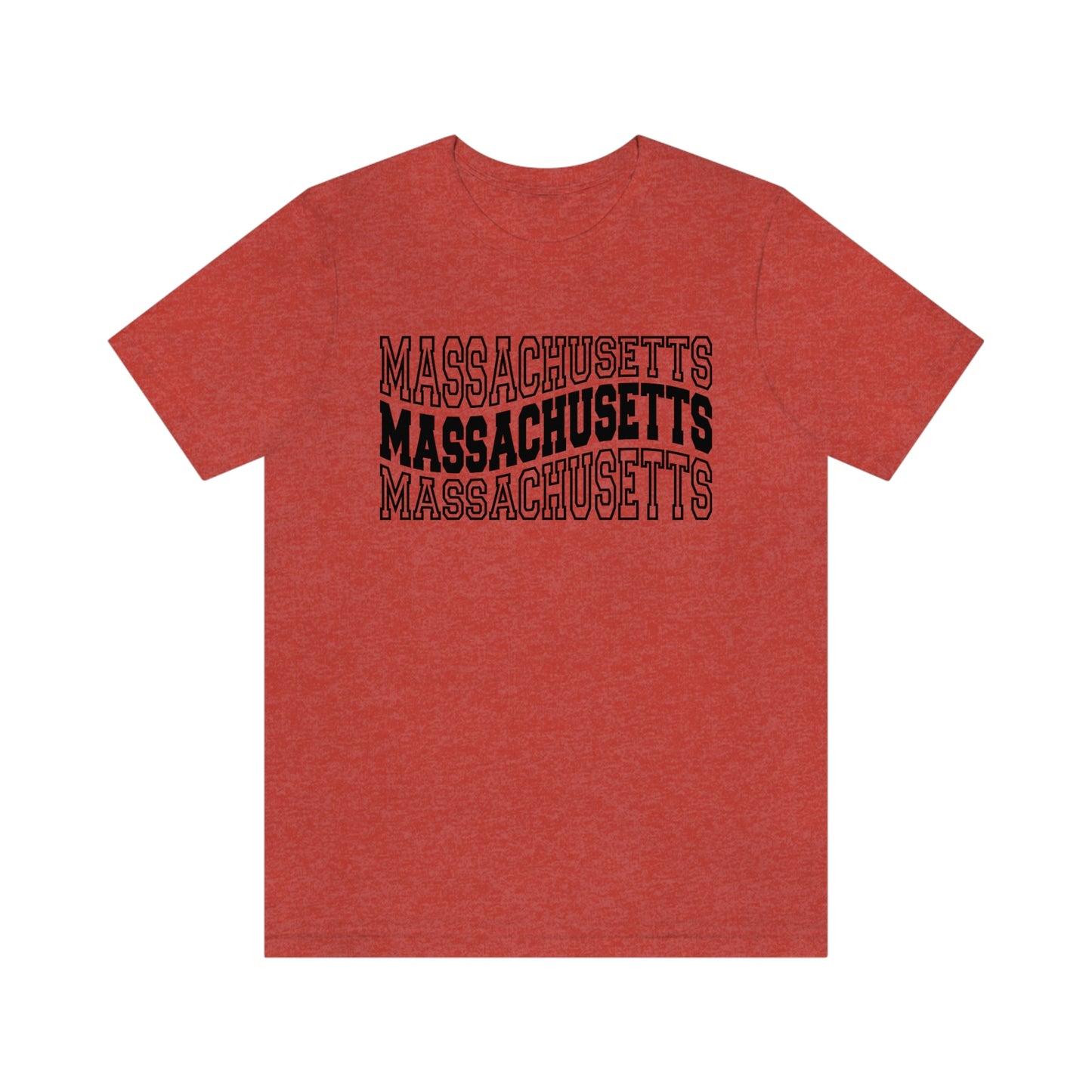 Massachusetts Varsity Letters Triple Wavy Short Sleeve T-shirt