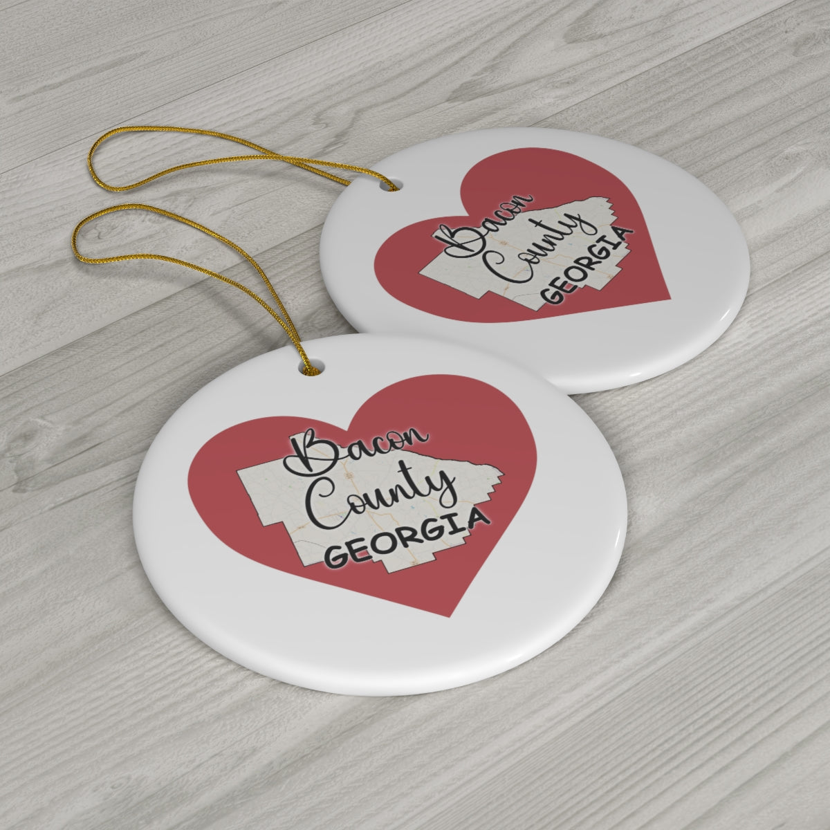 Bacon County Georgia Ceramic Ornament, 1-Pack