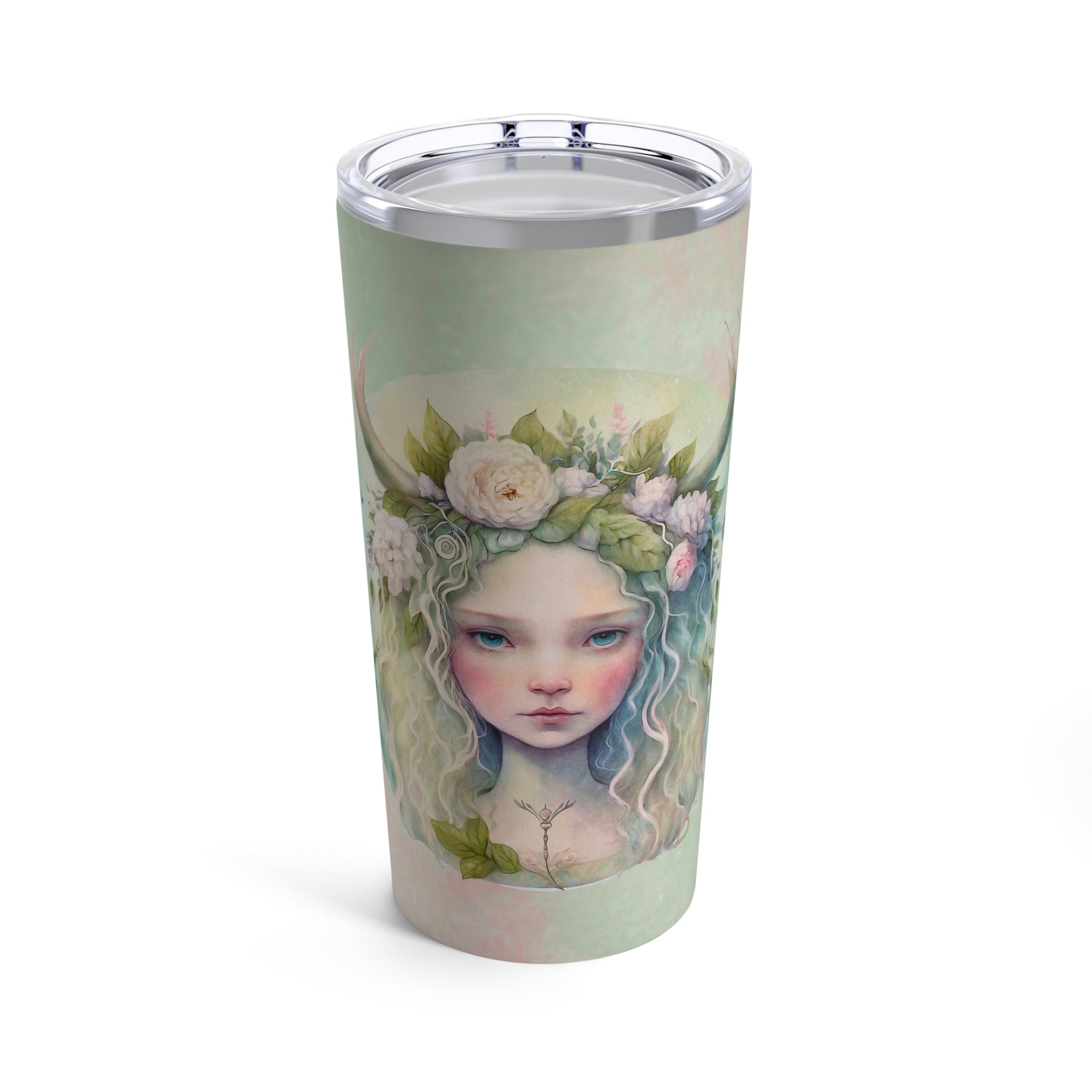 Girl Spring Flowers Watercolor Tumbler 20oz