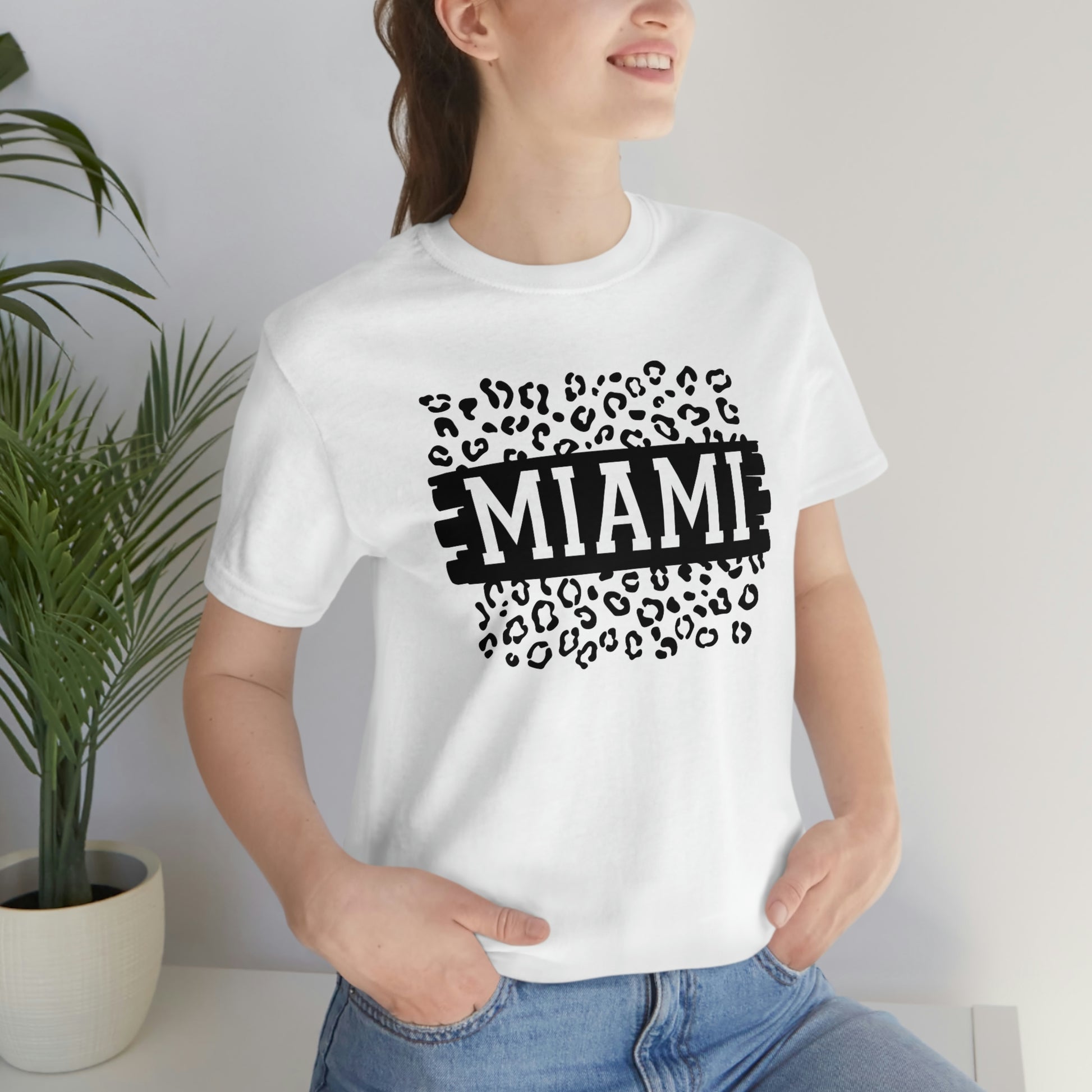 Miami Leopard Print Florida Short Sleeve T-shirt