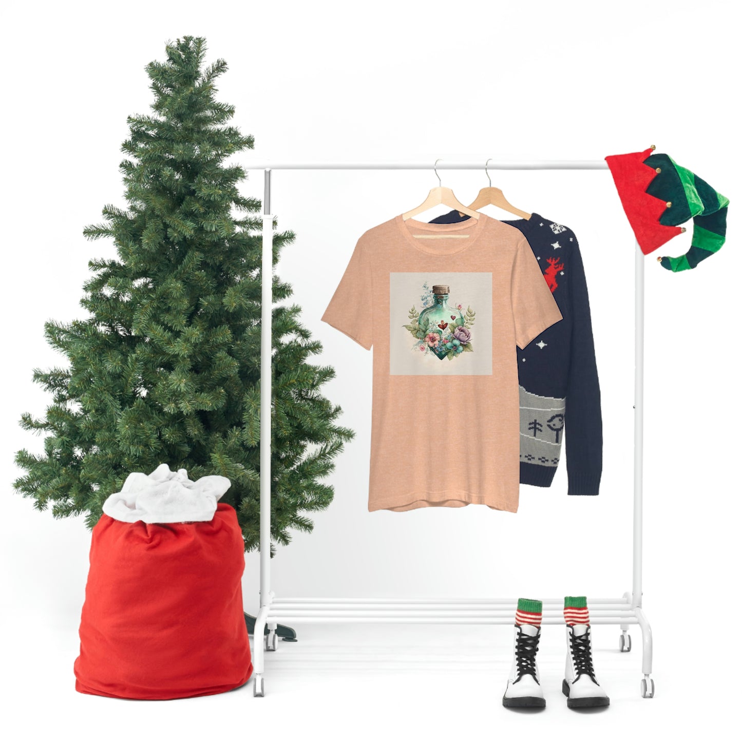 Vintage Bottle Floral Unisex Jersey Short Sleeve Tee