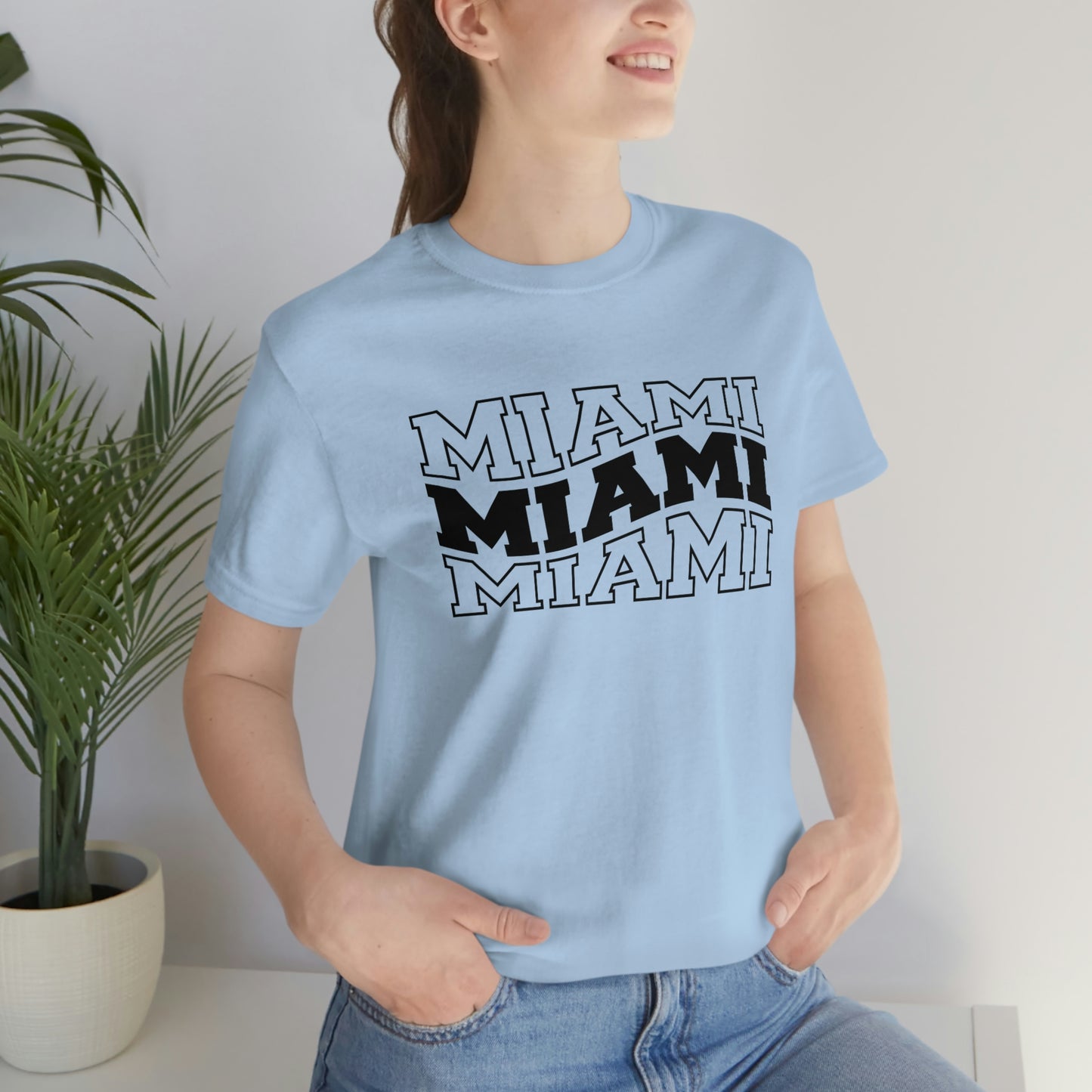 Miami Varsity Letters Wavy Florida Short Sleeve T-shirt