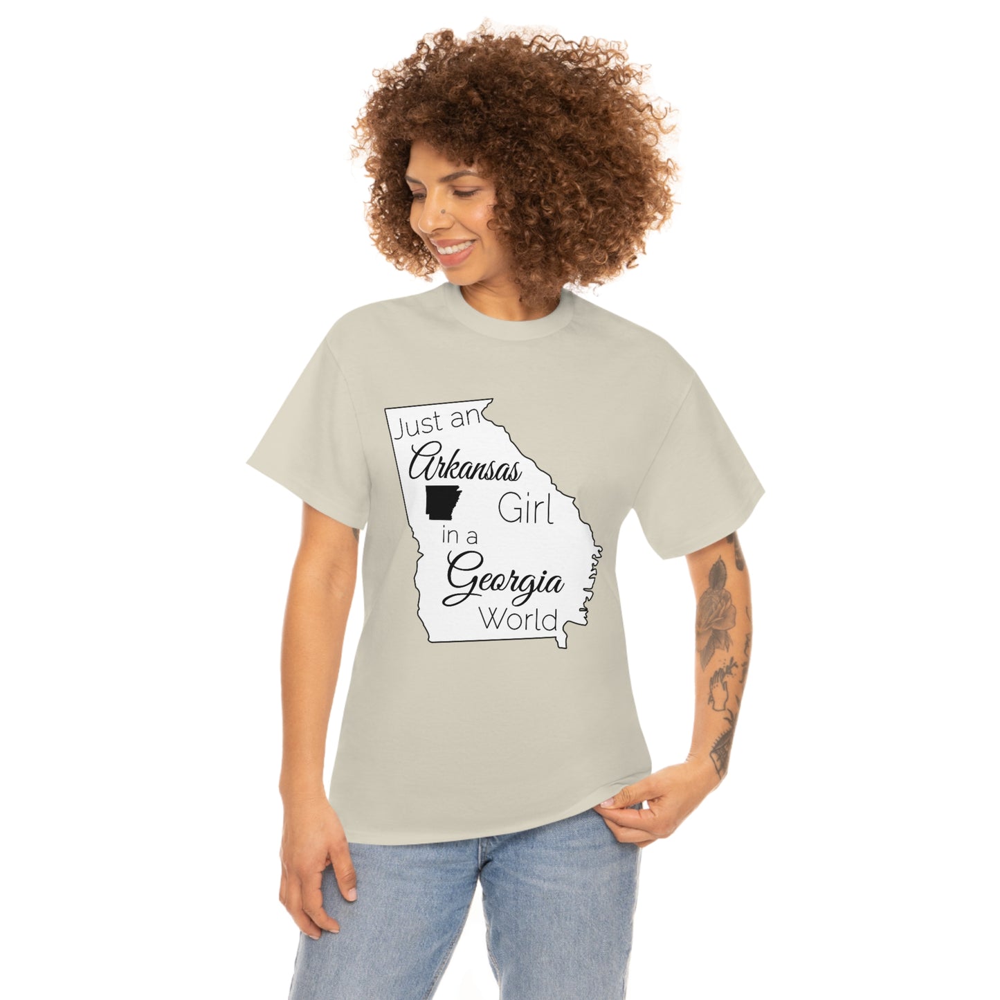 Just an Arkansas Girl in a Georgia World Unisex Heavy Cotton Tee