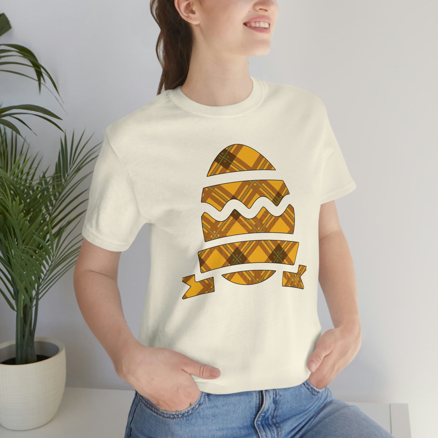 Plaid Egg Easter Spring Unisex Jersey Short Sleeve Tee