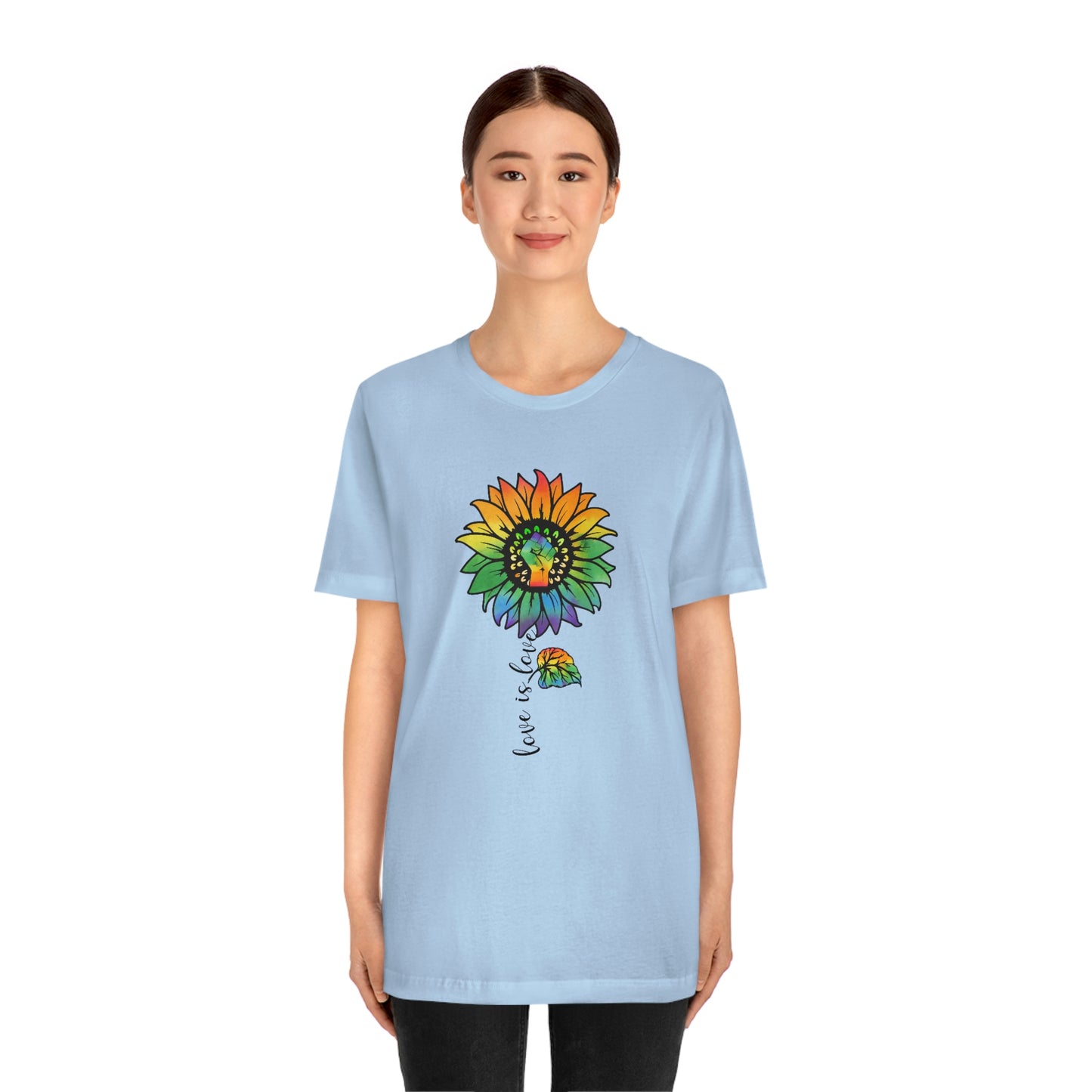 Love is Love Sunflower LGBTQIA Print Unisex Jersey Short Sleeve Tee