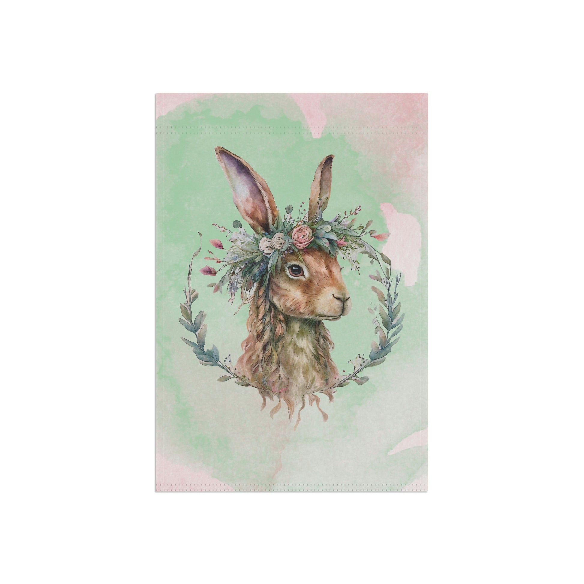 Rabbit in Spring Wreath Garden & House Banner