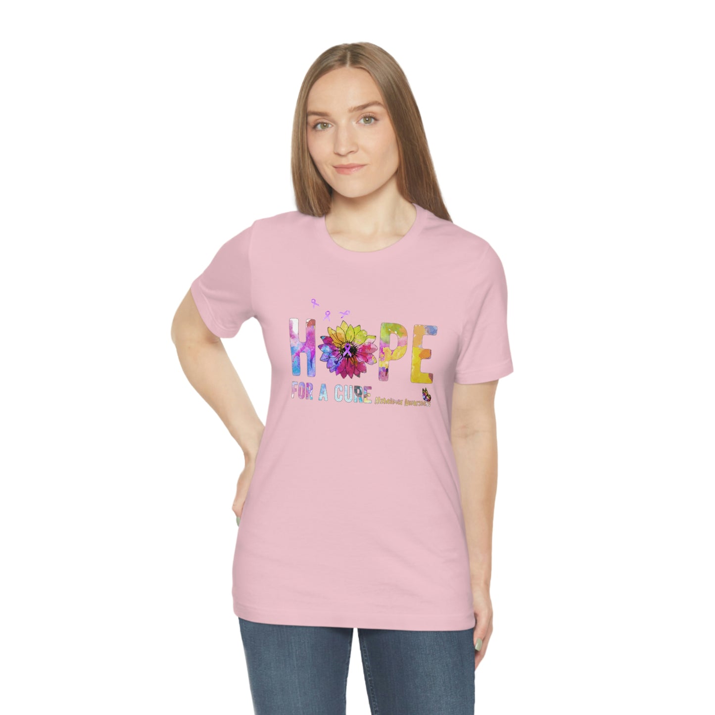 Hope For a Cure Alzheimer's Print Unisex Jersey Short Sleeve Tee