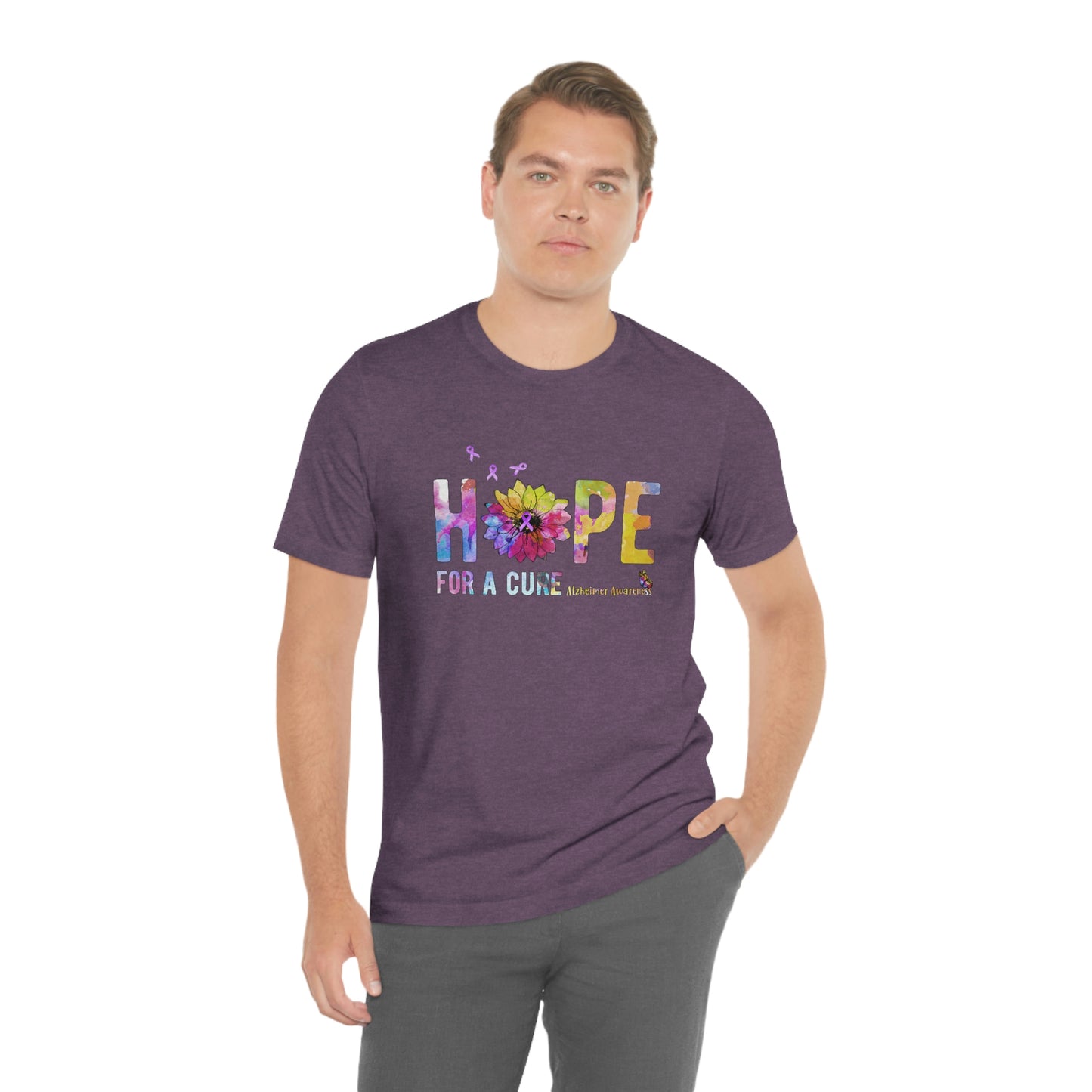 Hope For a Cure Alzheimer's Print Unisex Jersey Short Sleeve Tee