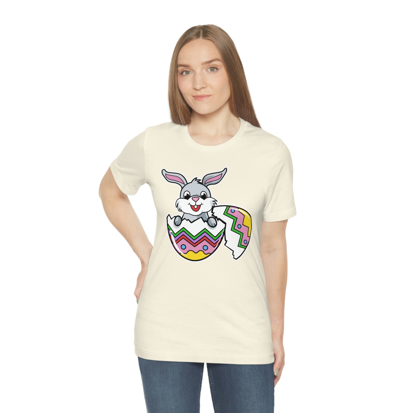 Bunny in Egg Spring Easter Unisex Jersey Short Sleeve Tee