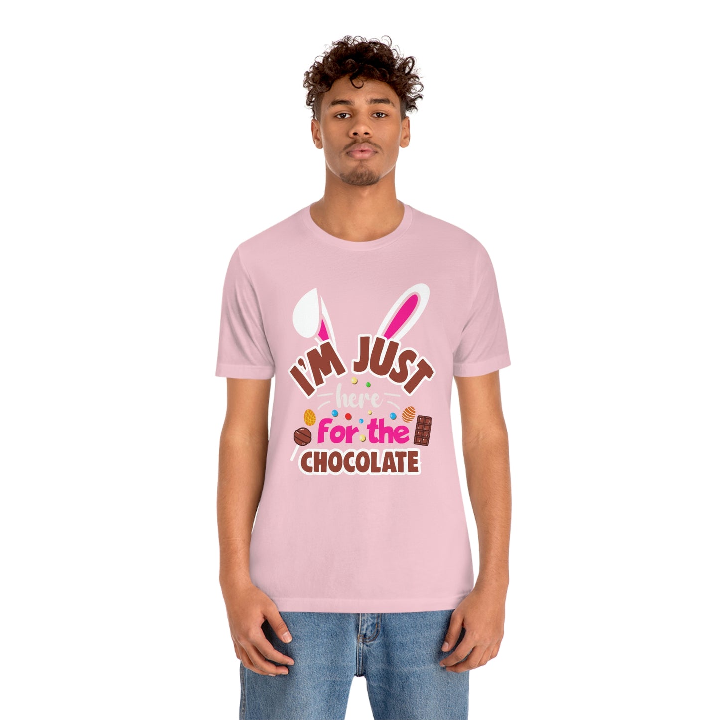 I'm Just Here for the Chocolate Unisex Jersey Short Sleeve Tee