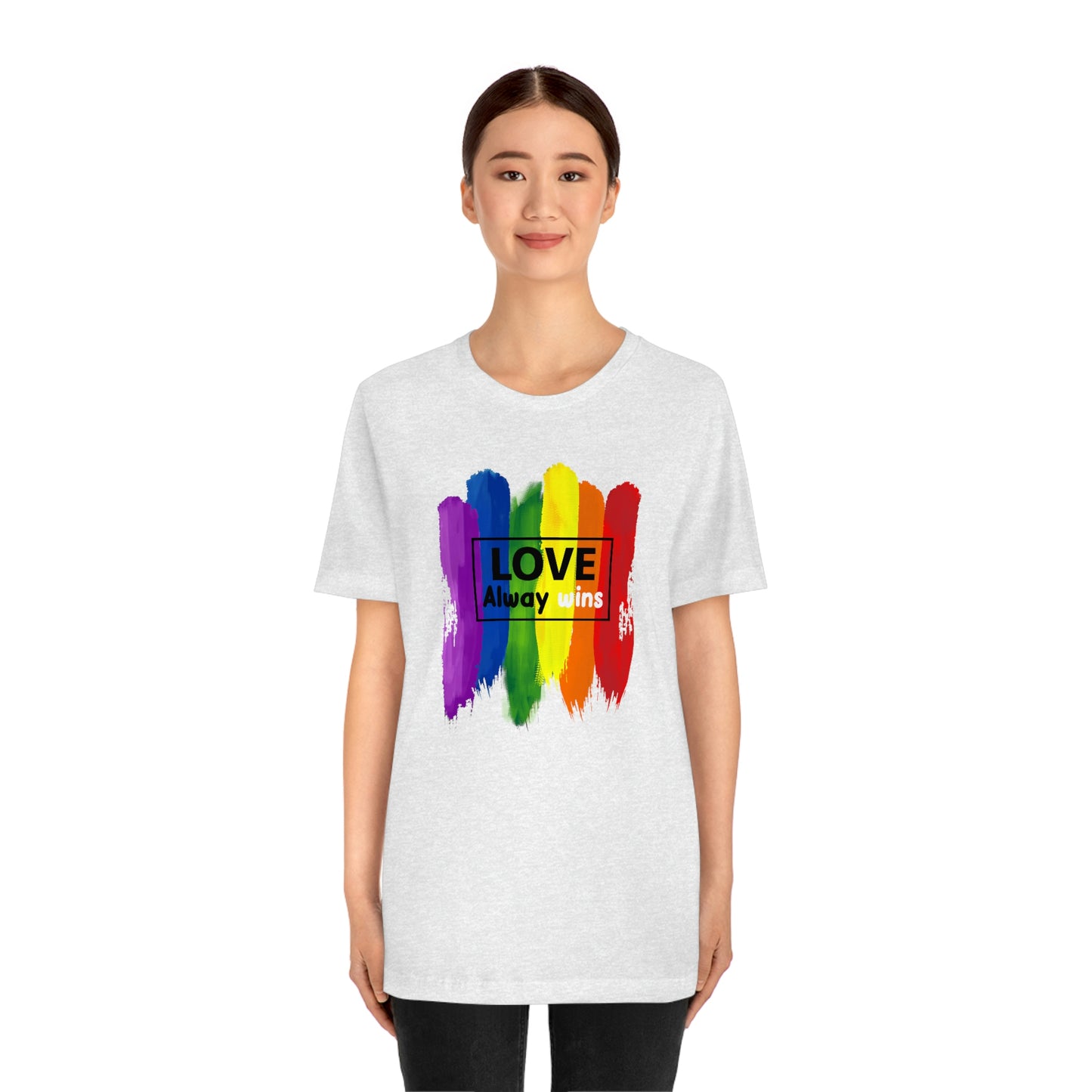 Love Always Wins LGBTQIA Print Unisex Jersey Short Sleeve Tee