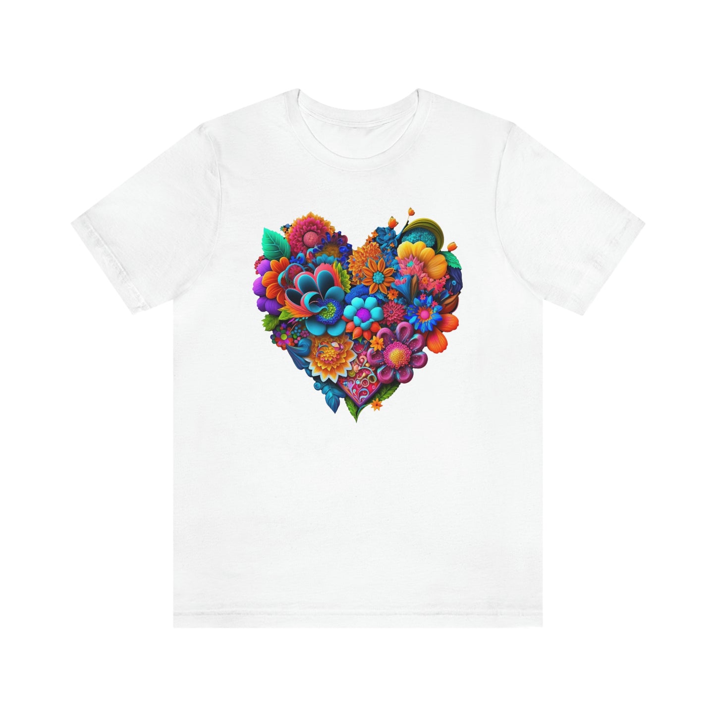Bright Floral Heart Unisex Jersey Short Sleeve Tee