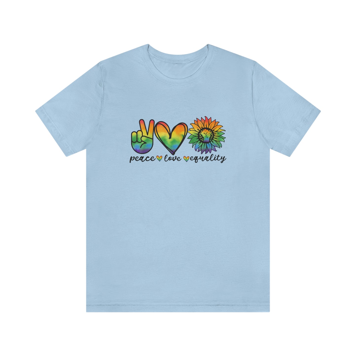 Peace Love Equality LGBTQIA Print Unisex Jersey Short Sleeve Tee