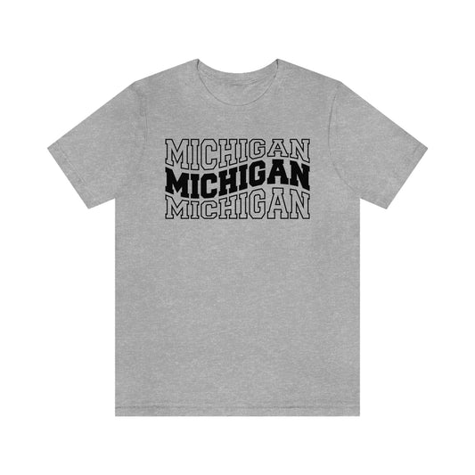 Michigan Varsity Letters Triple Wavy Short Sleeve T-shirt