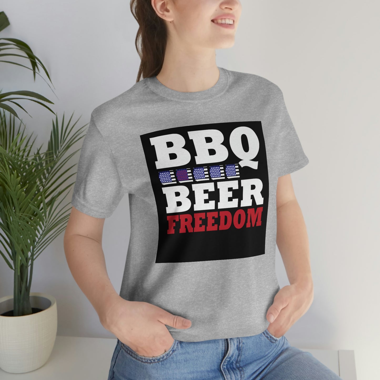 BBQ Beer Freedom Unisex Jersey Short Sleeve Tee