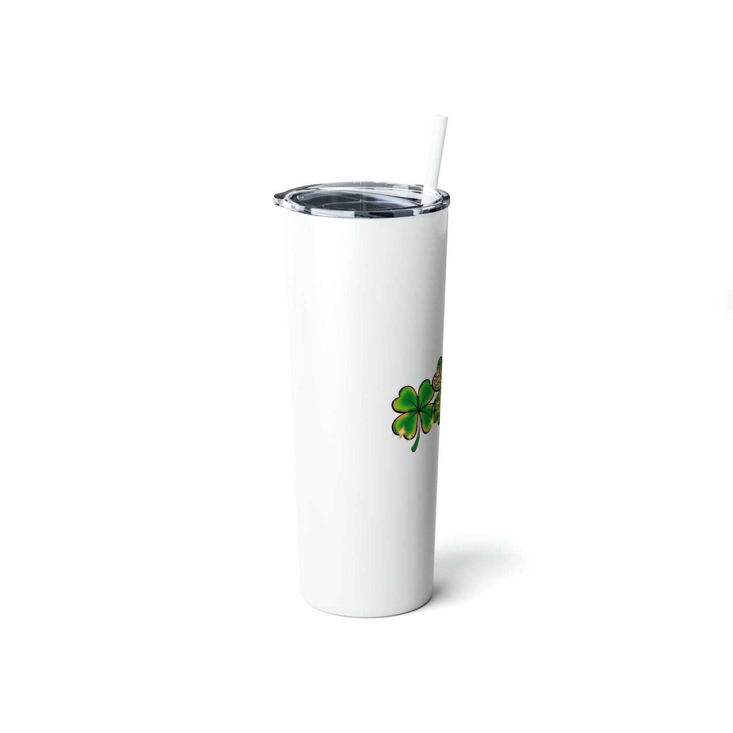 Triple Shamrock St. Patrick's Day Skinny Steel Tumbler with Straw, 20oz