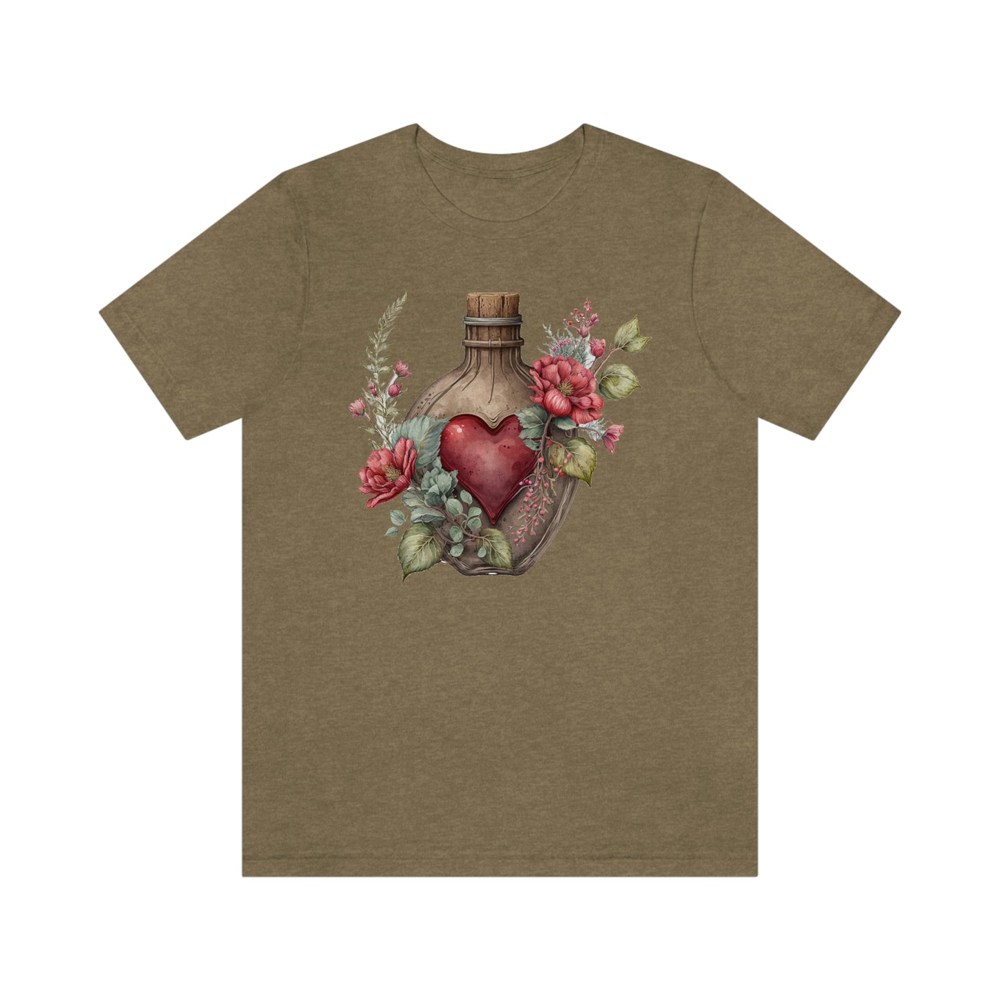 Vintage Bottle Floral Unisex Jersey Short Sleeve Tee