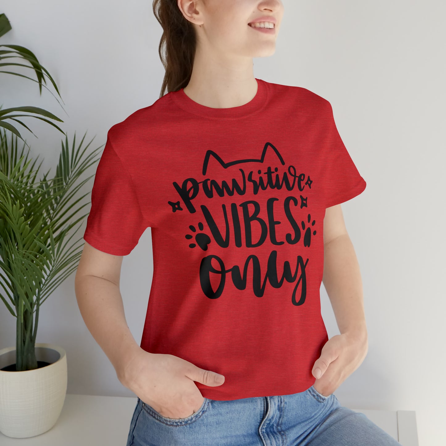 Pawsitive Vibes Only Cat Short Sleeve T-shirt