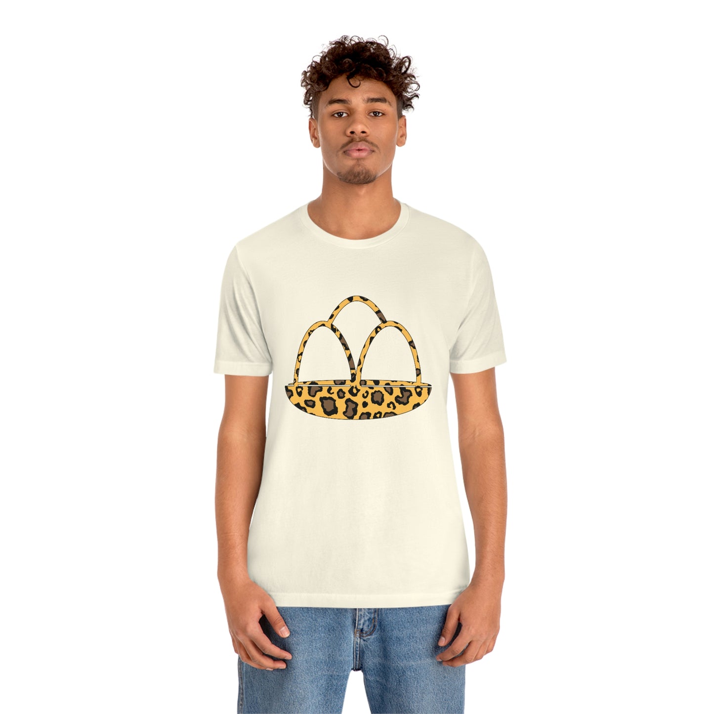 Leopard Print Egg Basket Spring Easter Unisex Jersey Short Sleeve Tee