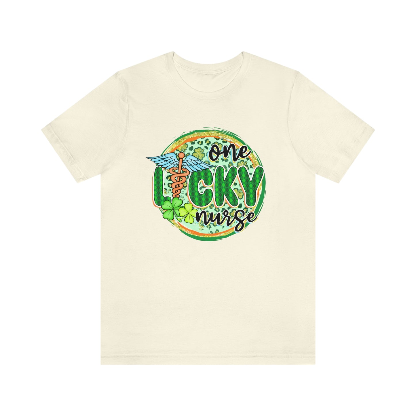 One Lucky Nurse Caduceus St. Patrick's Day Unisex Jersey Short Sleeve Tee