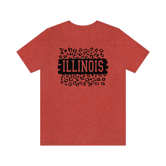 Illinois Leopard Print Short Sleeve T-shirt