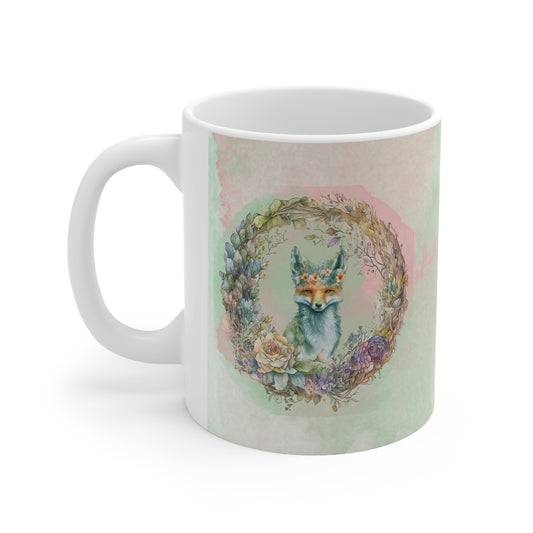 Fox Wreath Watercolor Ceramic Mug 11oz